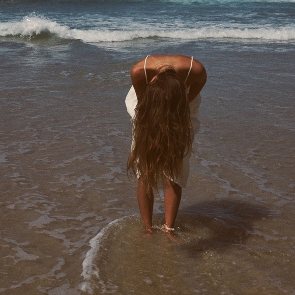 Zara EMBROIDERED LINEN BLEND DRESS - Picture 8 of 8